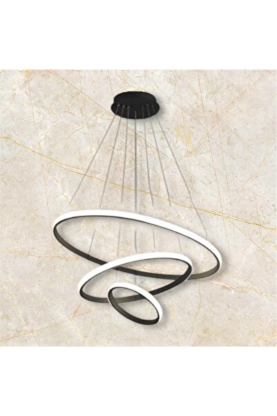 Led Chandelier Ring Black Color Controlled 3 Colors Light