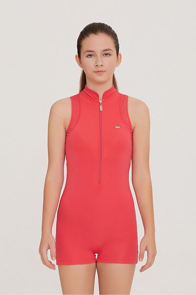 Remsa Mayo Young Jumpsuit Sleeveless Shorts Semi-Covered Lycra Swimming Swimsuit Fleck 5910 Mercan Remsa Swimsuit
