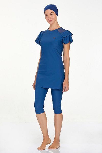 Remsa Mayo Short Sleeve Lycra Tights Swimsuit Semi Covered Swimsuit 3205 Light Navy