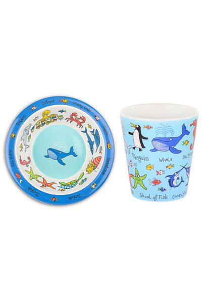 Tyrrell Katz Ocean Melamine Feeding Bowl and Drinking Cup