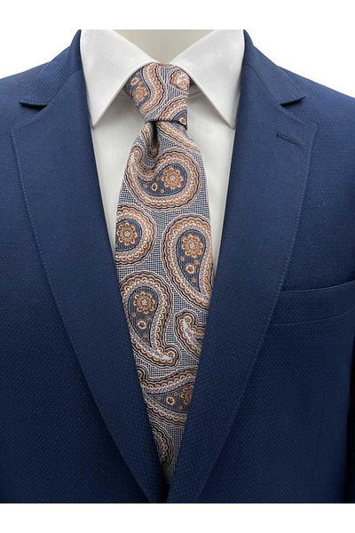 Brianze Light Brown Blue Shawl Pattern Tie