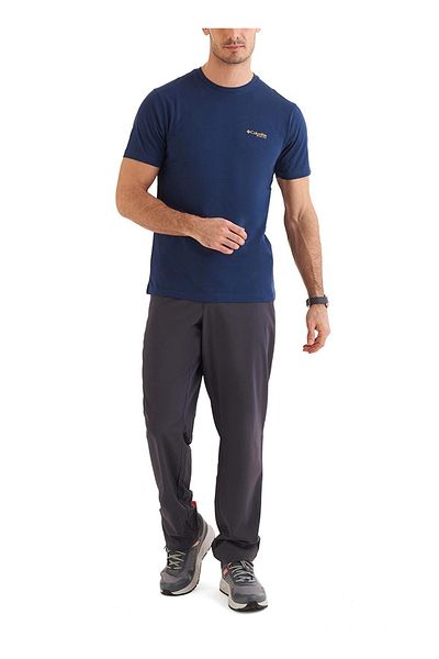 Columbia Modré pánské tričko s potištěným střihem do O Neck Regular Fit