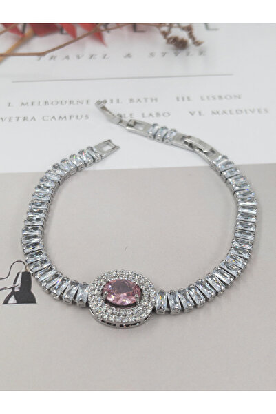 Siya Silver سوار باجيت بتصميم بيضاوي ملون - 17+2 سم