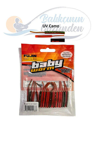Fujin Baby Worm 5.2cm Floating Lrf Silikonu 18 Adet Uv Camo Uv Camo
