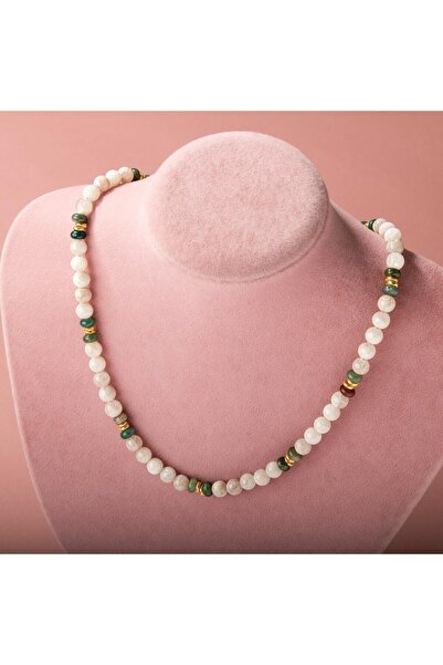 OSMANLI DOĞAL TAŞ Sertifikalı Hakiki Ay Taşı Ve Akik Doğal Taş Dizi Kolye