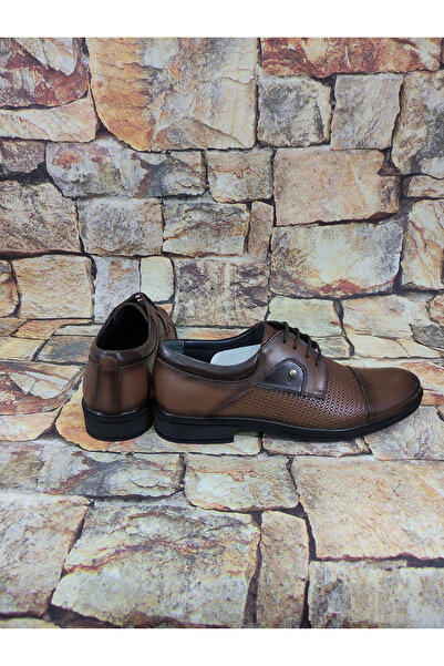 Rego TABA RENGİ HAKİKİ DERİ BAĞCIKLI POLİ TABAN CASUAL KLASİK ERKEK AYAKKABISI