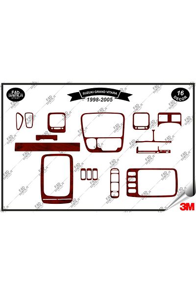 FD Damla Etiket Suzuki Grand Vitara 1998-2005 Конзола за табло - Комплект от 16 махагонови капака за табло