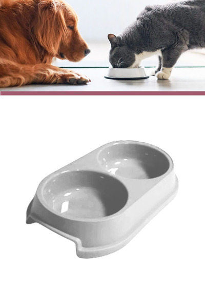 Evren İkili Kedi Köpek Mama ve Su Kabı 250+250ml