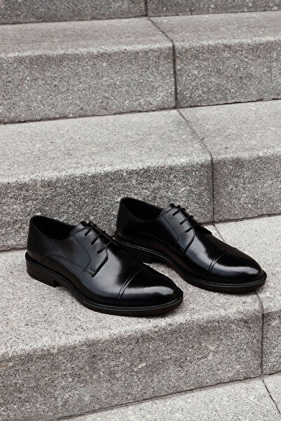 ALTINYILDIZ CLASSICS Pantofi clasici confortabili, negri, 100% piele, cu șireturi