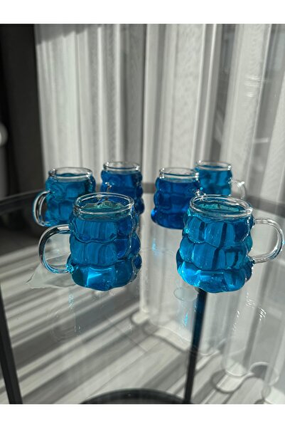 MİMOZA PARK 6 Pieces Handled Bead Shape Coffee Mini Coffee Glass 75ml