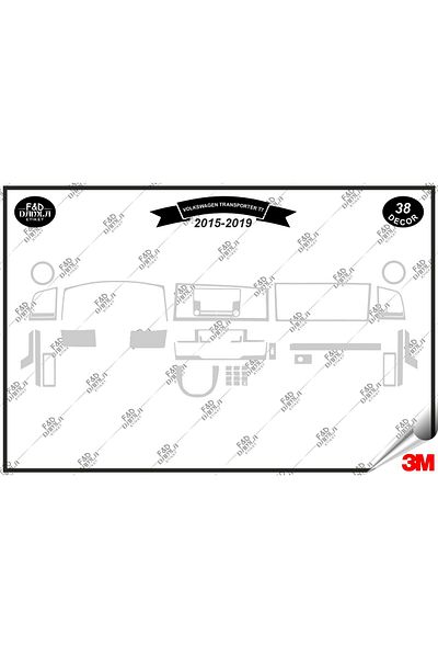 FD Damla Etiket 2015-2019 Για Volkswagen Transporter T7 Κονσόλα Τορπίλης Διακοσμητικό - Σετ 38 τεμαχίων ασημί μαόνι