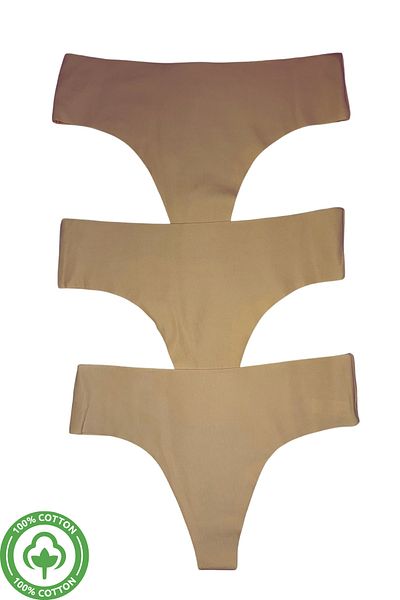 PJ & Me Εύκαμπτο και απαλό υφή Laser Cut Skin Color Γυναικείο Σετ κορδόνια 3 τεμαχίων