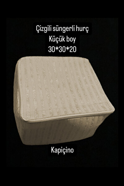 Çt Çeyizci Tekstil Çizgili Süngerli Hurç 3lü Kadife Süngerli Hurç - KAPUÇİNO