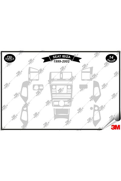 FD Damla Etiket Για Seat Ibiza 1999-2002 Κονσόλα τορπίλης Διακοσμητικό σετ μαόνι με επένδυση 14 τεμαχίων ασημί