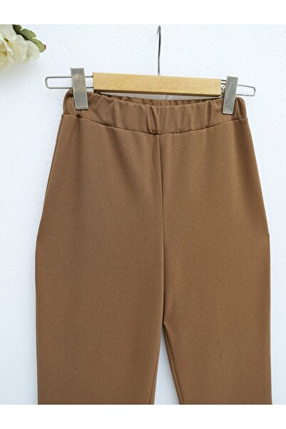 Modamorfo Brown Color Imported Fabric Trousers with Flared Legs
