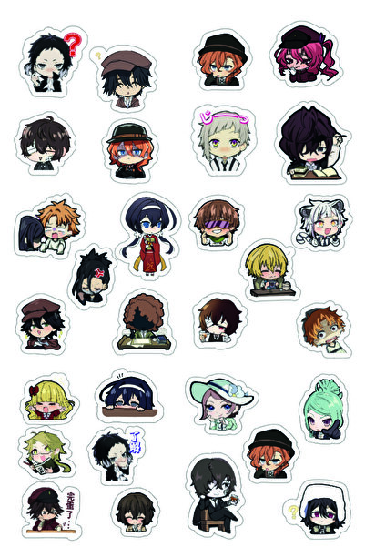 nihonwosekai Bungou Stray Dogs Mini Anime Etiket Sticker Seti