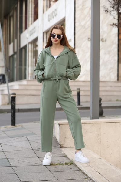 Nesil Biye Detaylı Kapüşonlu Beli Lastikli Eşofman Takım