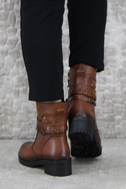 Mehmet Mete 42840 Γυναικείες μπότες με αντιολισθητική σόλα από γνήσιο δέρμα Tan