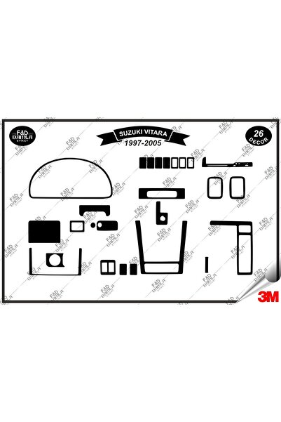 FD Damla Etiket Suzuki Vitara 1997-2005 Dashboard Console Trim Chest Mahogany...
