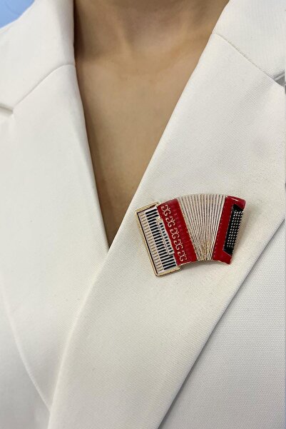 Modex Altın Rengi Akrilik Akerdeon Müzisyen Broş (4*3cm)