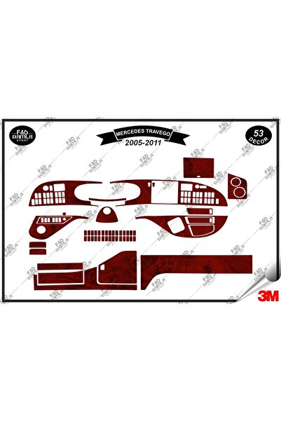 FD Damla Etiket For Mercedes Travego 2005-2011 - 53 Pieces Full Torpedo Canti...