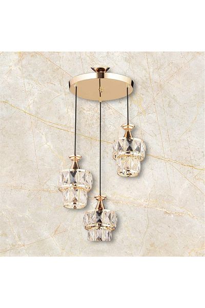 OSC HOME AYDINLATMA TASARIM Set of 3 Yellow Chandelier Lux