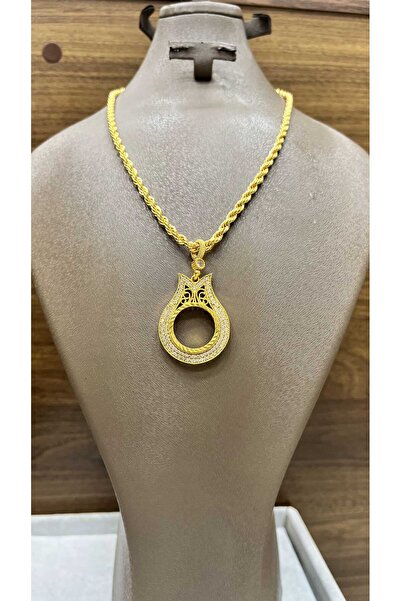 barisiva gold 22 ayar altın kaplama çeyrek için zincirli kolye