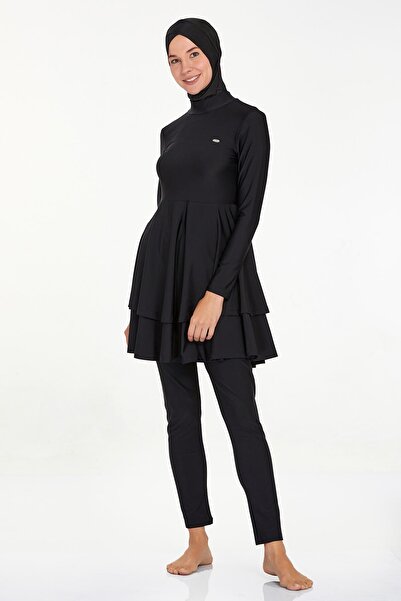Remsa Mayo Black Hijab Swimsuit - Lycra and Full Covered, Bınna 4442