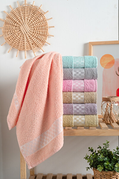 DONATEV طقم مناشف لليدين والوجه بنمط الداما مكون من 6 قطع مقاس 50 × 90 سم