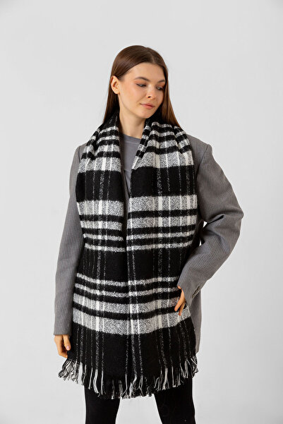 REMSA Букет з картатим візерунком, шаль на плечі 65X190 см 1250-02 Чорний