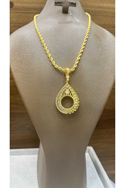 barisiva gold 22 ayar altın kaplama çeyrek için zincirli kolye