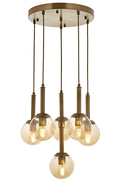 Avonni Avonnı Av-60216-6ket ESKİTME Kaplama Modern Avize, E27, Metal, Cam, 50cm