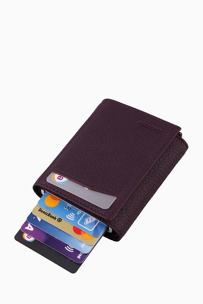 DAMY Unisex Genuine Leather Mechanismed Wallet 626MG - Plum