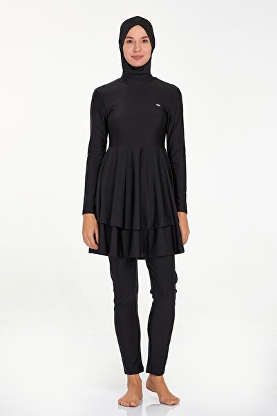 Remsa Mayo Black Hijab Swimsuit - Lycra and Full Covered, Bınna 4442