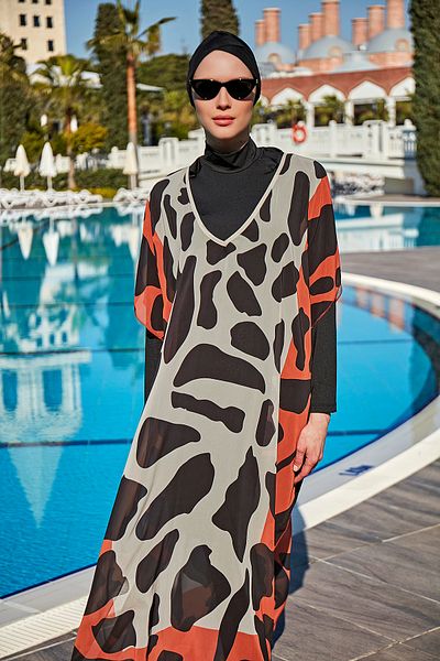 Remsa Mayo RDP002 Μοντέλο Hijab Μαγιό - Μονό Kaftan Pareo, Giant Speckle Design