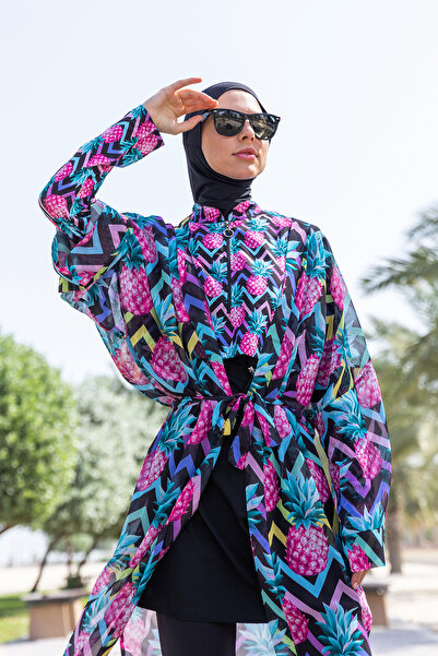 Remsa Mayo Pineapple Patterned Single Kaftan Kimono Pareo - Rp018 Hijab Swimsuit