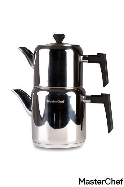 Masterchef Mimosa Medium Size Teapot - 4 Pieces Stainless Steel - Tea Enjoyment