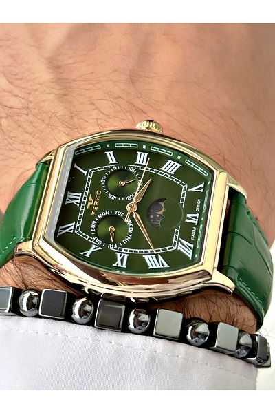 FERRO Green Color Functions Active Men Wrist Watch +Bracelet