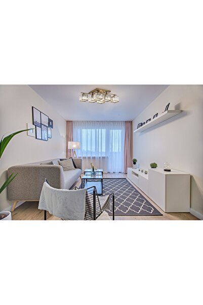 Avonni Avonnı Av-60230-6e Eskitme Kaplama Modern Avize E27 Metal Kristal 80x40cm