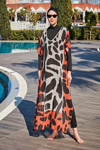 Remsa Mayo RDP002 Μοντέλο Hijab Μαγιό - Μονό Kaftan Pareo, Giant Speckle Design