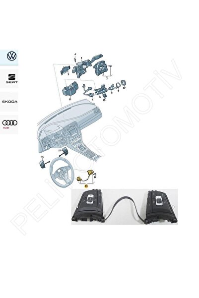 PELİTOTOMOTİV Passat B8 Direksiyon Tuş Takımı 5G0959442M (2015-2024)