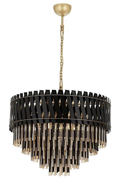 Avonni Av-60354-80bsy Siyah Boyalı Klasik Avize E27 Metal Cam 80cm