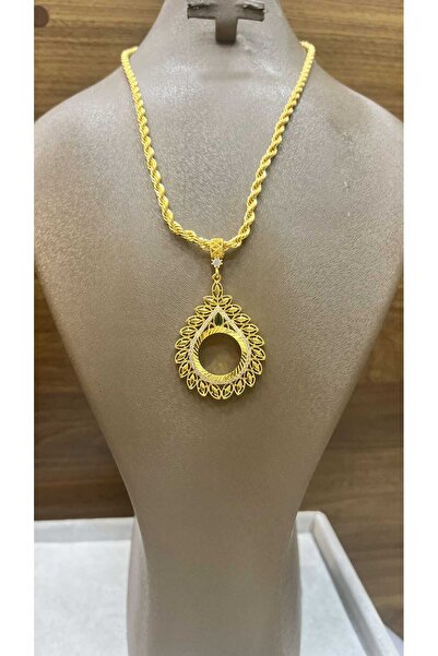 barisiva gold 22 ayar altın kaplama çeyrek için zincirli kolye