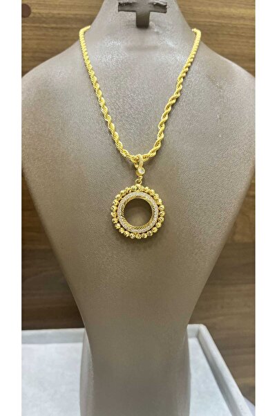 barisiva gold 22 ayar altın kaplama çeyrek için zincirli kolye