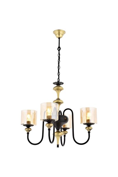 Avonni AV-4161-4E Eskitme Kaplama Modern Avize E27 Metal Cam H: 100 cm, Ø: 62 cm
