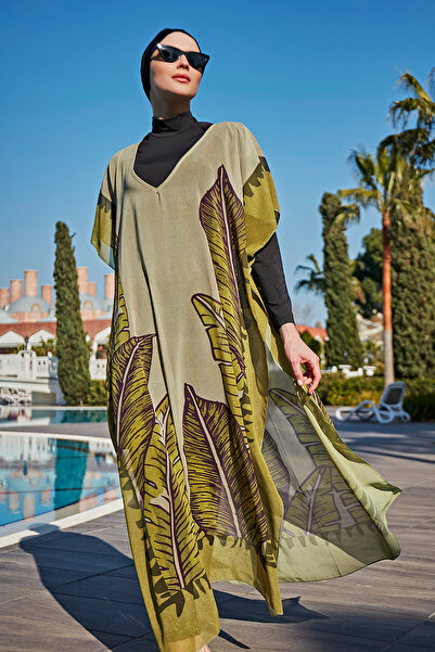 Remsa Mayo Remsa Design on Hijab Swimsuit Single Kaftan Pareo Rdp001 Giant Leaves