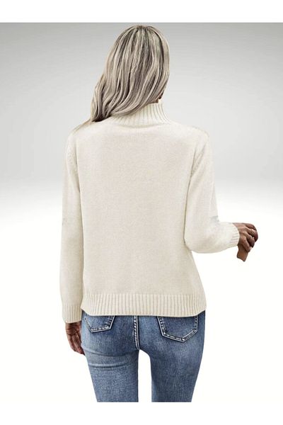DRESSY CL Turtleneck Running Wick Patterned Basic Women's Knitwear High-Top Sweater