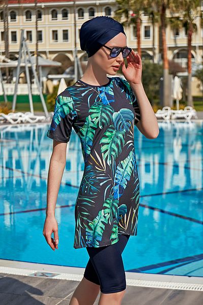 Remsa Mayo Semi Covered Short Sleeve Lycra Swimsuit - R4902 Zeliha