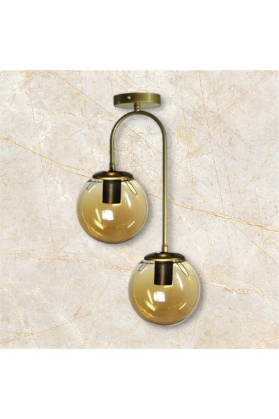 OSC HOME AYDINLATMA TASARIM SPOR AVİZE 2Lİ CAMLI PLAFONYER BAL