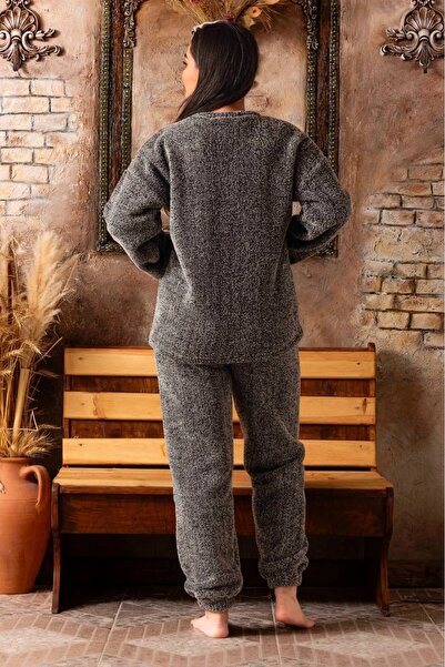 CALİA Women's Crew Neck Towel Velsoft Pajama Set Plush Winter